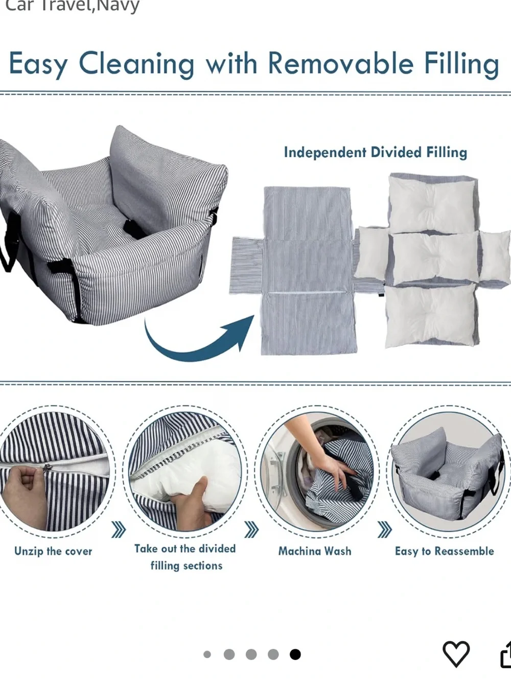 Elevated Dog Car Seat for Small/Medium Dog w/ Safety Belt, Non-Slip Base NEW